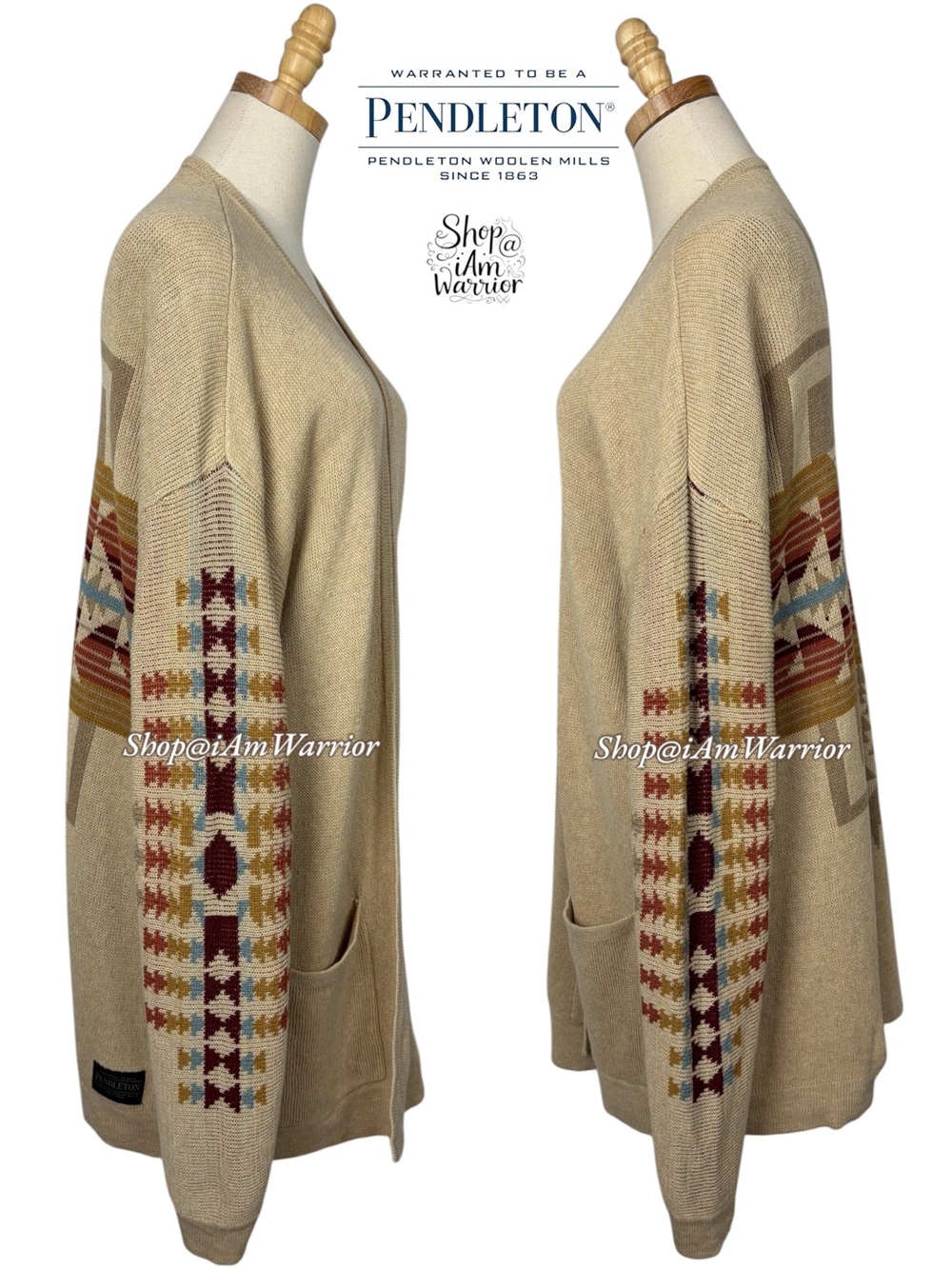 Pendleton Southwestern Geometric Long Cardigan Duster Sweater *shop@iAmWarrior - Picture 3 of 12